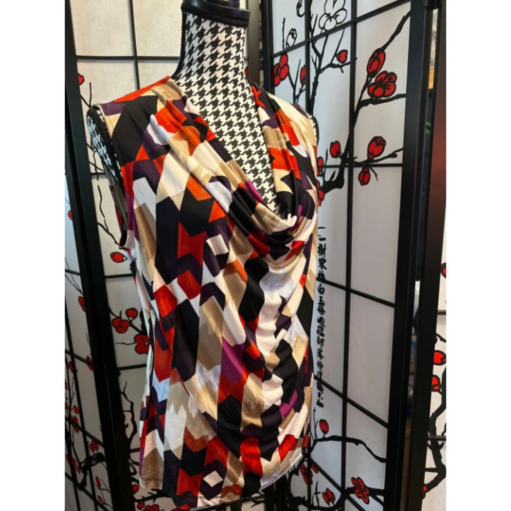 New Worthington Drape Collar Multicolored Top Size Large